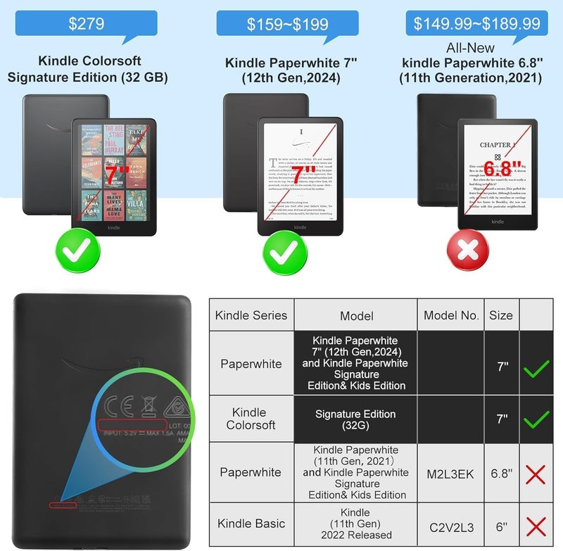 Tpacc Case for Kindle Paperwhite 12th Gen 2024 (7") & Kindle Colorsoft Signature Edition, Reading Lovers Lightweight PU Leather Smart Protective Cover with Auto Sleep Wake, Hand Strap, Bookish Girlie - Image 3